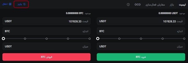 معاملات صرافی توبیت