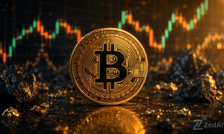 تصویر شاخص تحلیل بیتکوین با واترمارک ZedArz