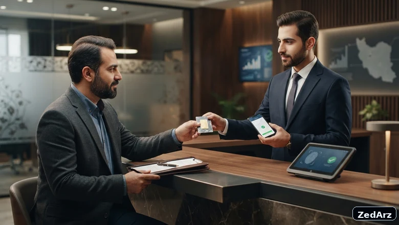تحویل فیزیکی طلای آنلاین میان دو مرد همراه با اسناد و تأیید هویت