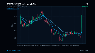 چارت روزانه قیمت پپه PEPE با حمایت‌ها و مقاومت‌های کلیدی