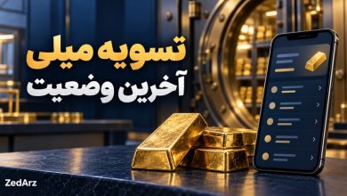 آخرین وضعیت تسویه میلی؛ شمش طلا و نمای نمادین سوابق پرداخت با واترمارک زد ارز