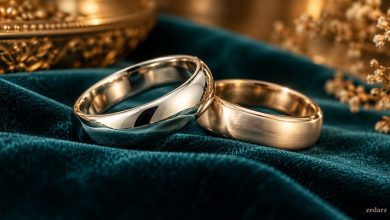 تصویر مفهومی حلقه طلای سفید و مقایسه ظاهر روکش رودیم