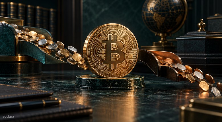 تصویر مفهومی بیتکوین و جریان ورود و خروج سرمایه صندوقها