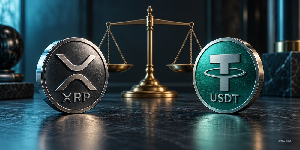 نمای مفهومی XRP و تتر برای تفکیک اثر دو نرخ بر بازده تومانی