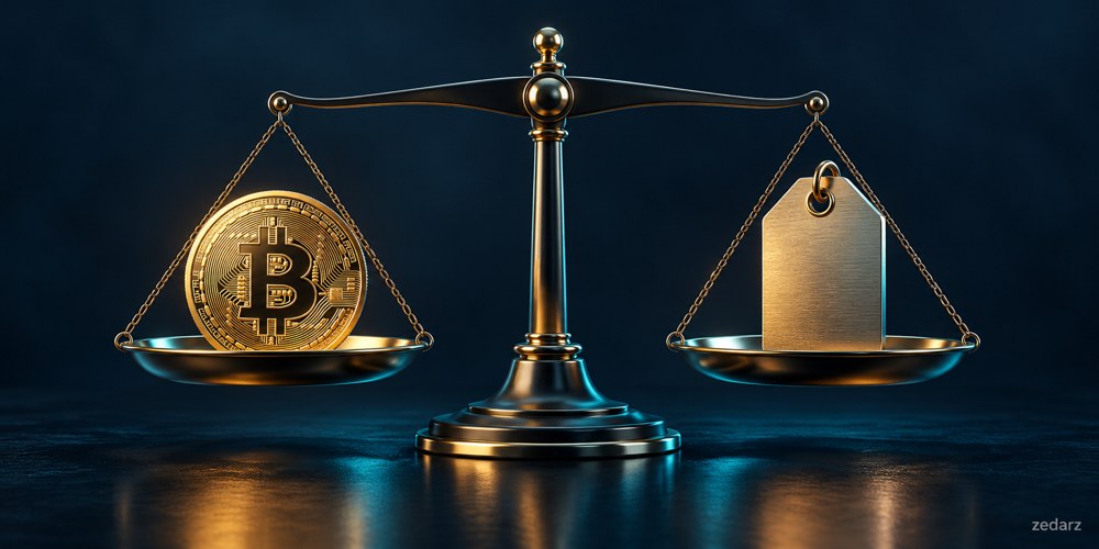 تصویر مفهومی تفاوت قیمت تمام‌شده خرید بیت‌کوین با ارزش بازار
