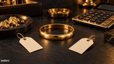 تصویر مفهومی طلای ۱۸ عیار و مقایسه هزینه خرید با مبلغ بازخرید