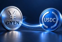 تصویر مفهومی تبدیل موجودی استیبل‌کوین GYEN به USDC در کوین‌بیس