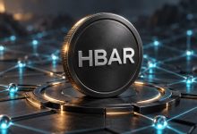 تصویر مفهومی هدرا و توکن HBAR روی شبکه دیجیتال