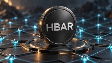 تصویر مفهومی هدرا و توکن HBAR روی شبکه دیجیتال