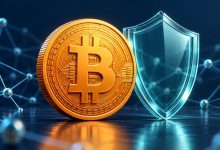 تصویر مفهومی بیتکوین و محافظت از نرمافزار شبکه