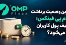 آخرین وضعیت برداشت او ام پی فینکس؛ تصویر مفهومی کیف پول و ساعت با لوگوی رسمی صرافی